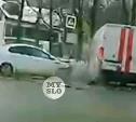 Момент ДТП с участием авто газовой службы в Туле снял видеорегистратор